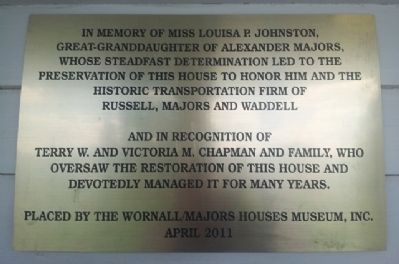 Preservation and Restoration of Alexander Majors House Marker image. Click for full size.