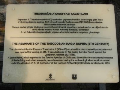 The Remnants of the Theodosian Hagia Sophia (5th Century) Marker image. Click for full size.