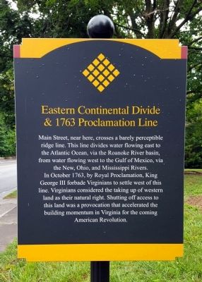 Eastern Continental Divide & 1763 Proclamation Marker image. Click for full size.