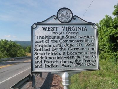 West Virginia (Morgan County) Marker. Click for full size. West Virginia (Morgan County) Marker image. Click for full size.