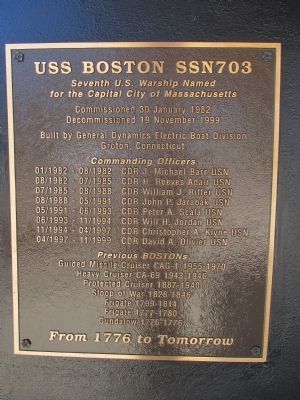 USS Boston SSN703 Marker. Click for full size. USS Boston SSN703 Marker image. Click for full size.
