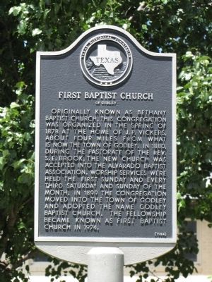 First Baptist Church of Godley Texas Historical Marker image. Click for full size.