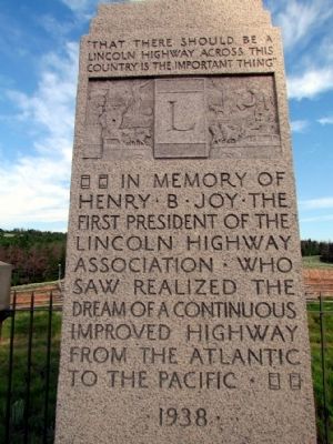 Inscription on the Henry B. Joy Monument image. Click for full size.