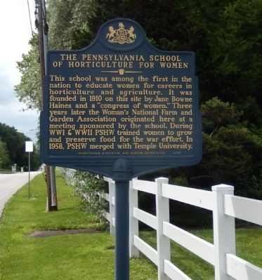 The Pennsylvania School of Horticulture for Women Marker. Click for full size. The Pennsylvania School of Horticulture for Women Marker image. Click for full size.