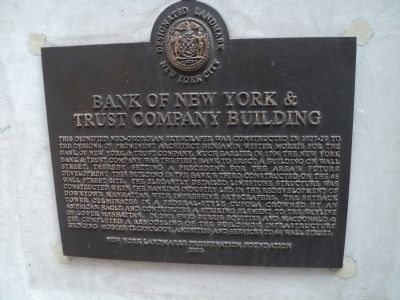 Bank of New York and & Trust Company Building Marker image. Click for full size.