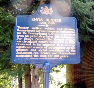 Enos Benner Marker. Click for full size. Enos Benner Marker image. Click for full size.