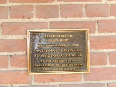 Enos Benner Plaque on the Print Shop. Click for full size. Enos Benner Plaque on the Print Shop image. Click for full size.