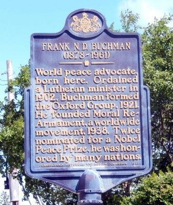Frank N.D. Buchman Marker. Click for full size. Frank N.D. Buchman Marker image. Click for full size.