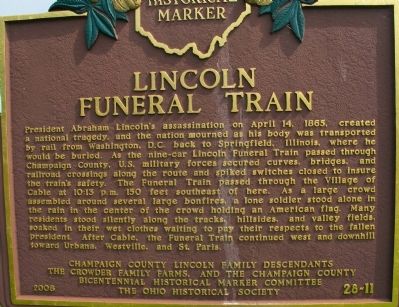 Lincoln Funeral Train Marker image. Click for full size.