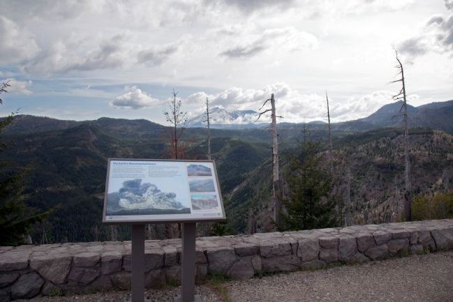 The Earths Monumental Power Marker with Mount St. Helens in the Distance image. Click for full size.