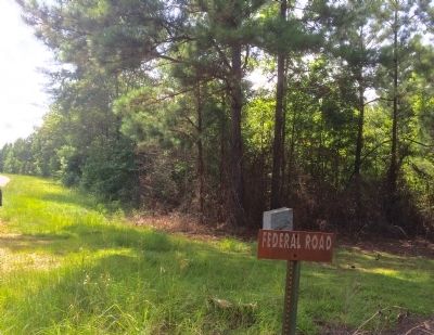 Old Federal Road Sign with monument in background. Click for full size. Old Federal Road Sign with monument in background image. Click for full size.