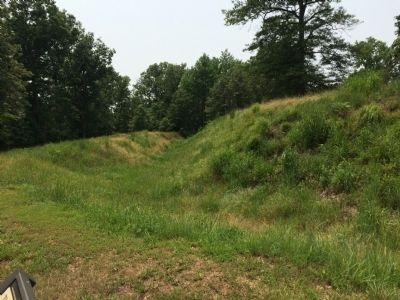 Surviving portion of the Confederate wall at Fort Harrison image. Click for full size.