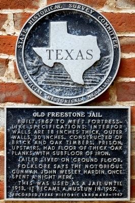Old Freestone Jail Marker image. Click for full size.