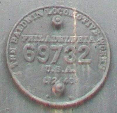 Baldwin Builder's Plate on Old Smokie 4-8-4 Frisco Steam Engine image. Click for full size.