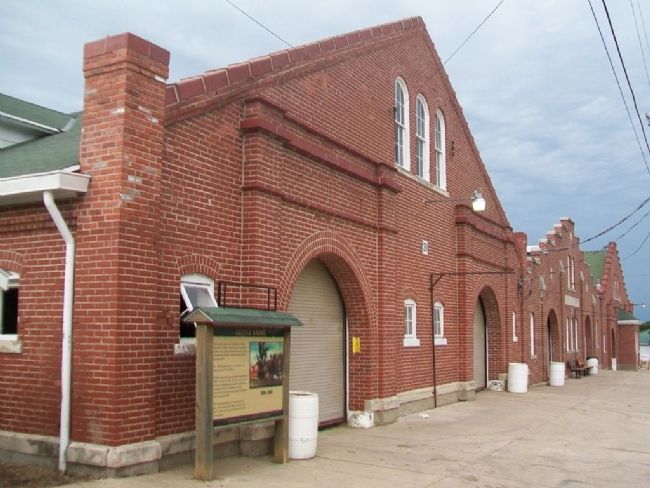 Cattle Barns and Marker on the Missouri State Fairgrounds image. Click for full size.