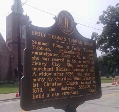 Emily Thomas Tubman House Marker (Side A). Click for full size. Emily Thomas Tubman House Marker (Side A) image. Click for full size.