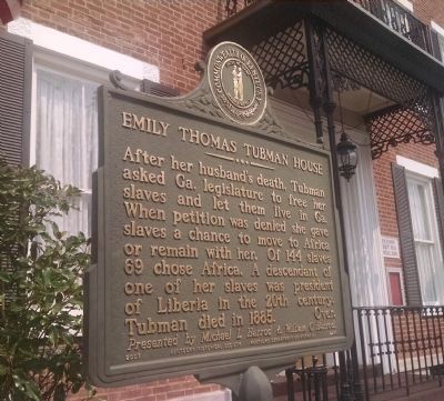 Emily Thomas Tubman House Marker (Side B). Click for full size. Emily Thomas Tubman House Marker (Side B) image. Click for full size.