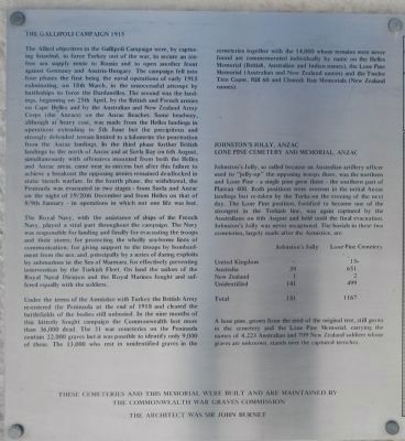 The Gallipoli Campaign of 1915 Marker (detail: English on left side). Click for full size. The Gallipoli Campaign of 1915 Marker (detail: English on left side) image. Click for full size.