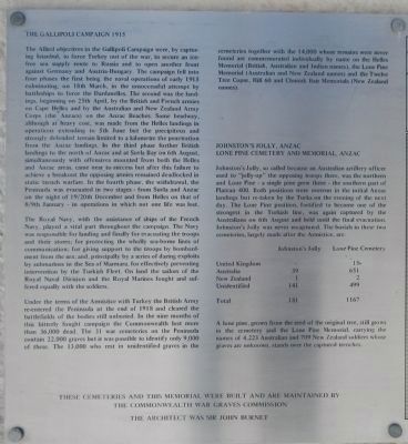 The Gallipoli Campaign of 1915 Marker (detail: English on left side) image. Click for full size.