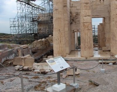 A. The Propylaia, B. The Shrine of Athena Hygieia and Hygieia Marker. Click for full size. A. The Propylaia, B. The Shrine of Athena Hygieia and Hygieia Marker image. Click for full size.