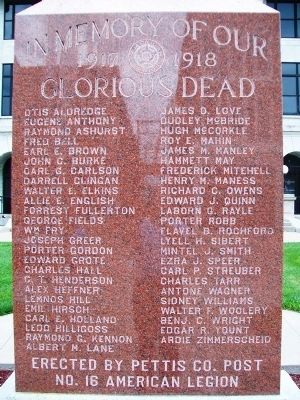 World War I Memorial Marker. Click for full size. World War I Memorial Marker image. Click for full size.