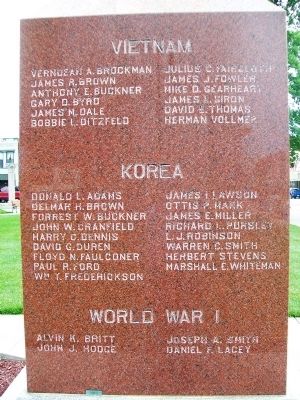World War I, Korea, Vietnam Memorial Marker image. Click for full size.