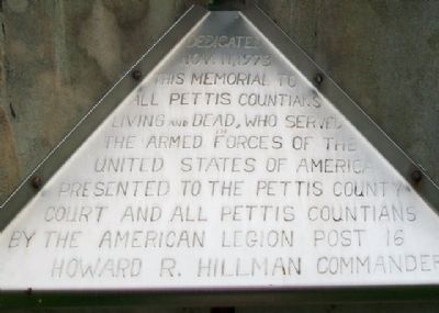 Pettis County Veterans Memorial Marker. Click for full size. Pettis County Veterans Memorial Marker image. Click for full size.