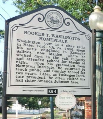 Malden / Booker T. Washington Homeplace Marker image. Click for full size.