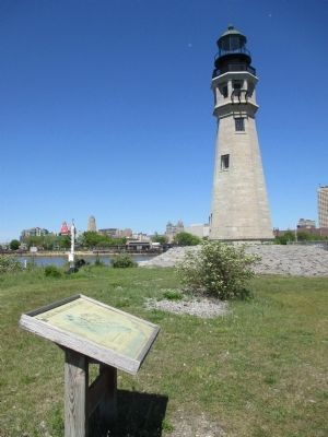 Marker & 1833 Buffalo Lighthouse. Click for full size. Marker & 1833 Buffalo Lighthouse image. Click for full size.