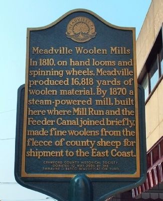 Meadville Woolen Mills Marker. Click for full size. Meadville Woolen Mills Marker image. Click for full size.