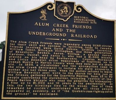 Alum Creek Friends and the Underground Railroad Marker image. Click for full size.