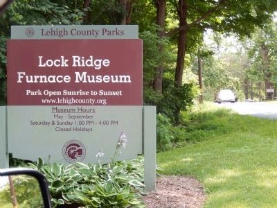 Sign on Church Street at the entrance to the Lock Ridge Furnace Complex. Click for full size. Sign on Church Street at the entrance to the Lock Ridge Furnace Complex image. Click for full size.