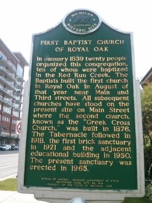 First Baptist Church of Royal Oak Marker. Click for full size. First Baptist Church of Royal Oak Marker image. Click for full size.