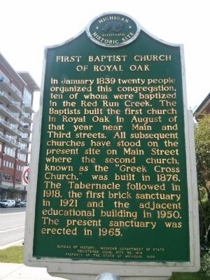 First Baptist Church of Royal Oak Marker image. Click for full size.