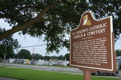 St. Joseph's Catholic Church & Cemetery Marker with the cemetery in background image, Touch for more information