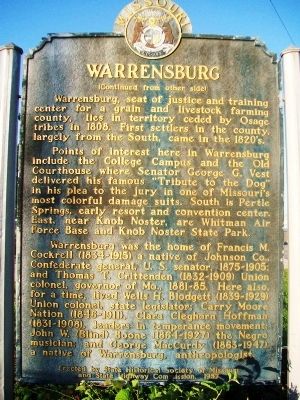 Warrensburg Marker (back) image. Click for full size.