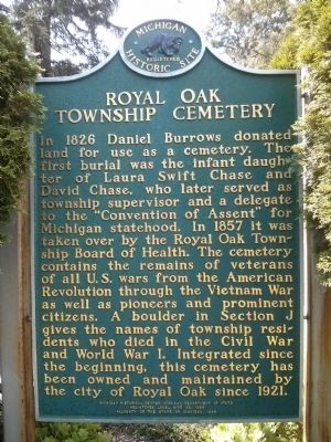 Royal Oak Township Cemetery Marker image. Click for full size.