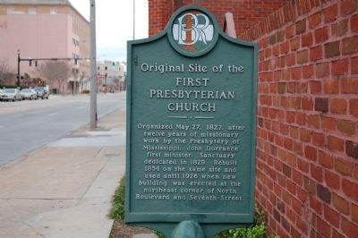 Original Site of the First Presbyterian Church Marker image. Click for full size.