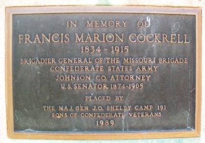 Francis Marion Cockrell Marker image. Click for full size.