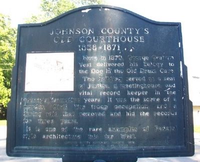 Johnson County's Old Courthouse Marker. Click for full size. Johnson County's Old Courthouse Marker image. Click for full size.