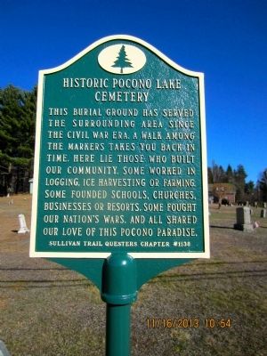 Historic Pocono Lake Cemetery Marker image. Click for full size.