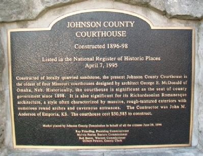 Johnson County Courthouse Marker. Click for full size. Johnson County Courthouse Marker image. Click for full size.