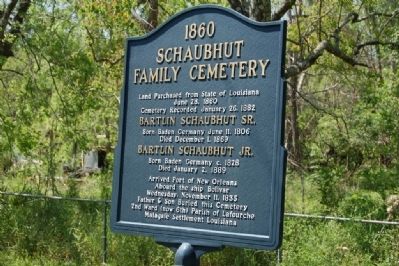 1860 Schaubhut Family Cemetery Marker image. Click for full size.
