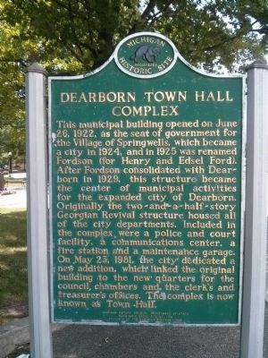 Dearborn City Hall Complex / Orville L. Hubbard Marker image. Click for full size.