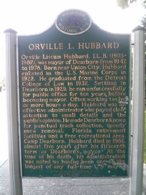 Dearborn City Hall Complex / Orville L. Hubbard Marker image. Click for full size.