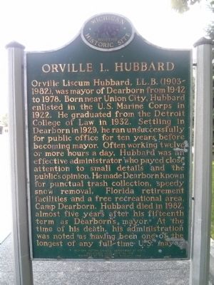 Dearborn City Hall Complex / Orville L. Hubbard Marker image. Click for full size.