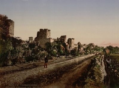 <i>Byzantine wall near Irdikale, Constantinople, Turkey</i> image. Click for full size.