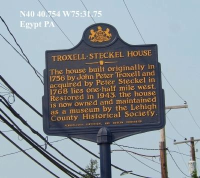 Troxell-Steckel House Marker image. Click for full size.