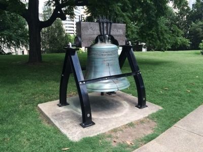 Replica of the Liberty Bell on the eastern grounds of the Tennessee State Capitol.. Click for full size. Replica of the Liberty Bell on the eastern grounds of the Tennessee State Capitol. image. Click for full size.