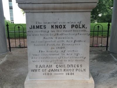 Tomb of James Knox Polk Marker. Click for full size. Tomb of James Knox Polk Marker image. Click for full size.